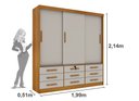 Ver imagem 4 de Guarda Roupa Casal Chicago 3 Portas 9 Gavetas S/Espelho Tcil Cinamomo/Off White