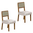 Ver imagem 1 de Kit de 2 Cadeiras para Sala de Jantar Pés em Madeira Maciça Liz Bege/Cinamomo/Veludo Palha