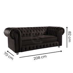 Namoradeira Chesterfield Bourbon 3 Lugares Via Encanto Veludo Bordô - 3