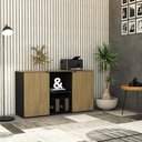 Ver imagem 2 de Armário Baixo com 02 Portas e Nicho 75x135x42cm Wlab135 Preto Tx com Vermont Oak