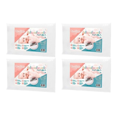 Travesseiro Infantil Bb3002 Nasa Baby Antissufocante 200 Fios Impermeável Kit C/ 4 Un (30x40x4) -