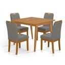 Ver imagem 2 de Conjunto Mesa de Jantar 90x90 Mdf e 4 Cadeiras Blend Linho - Cinza Escuro