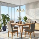 Ver imagem 1 de Conjunto Mesa de Jantar 90x90 Mdf e 4 Cadeiras Blend Linho - Cinza Escuro