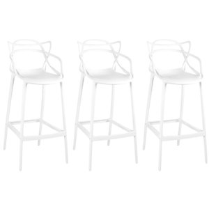 Kit 3 Banqueta Alta Allegra com Encosto Design Cozinha/bancada - Branco