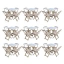 Ver imagem 1 de Kit 9 Jogos De Mesa Dobravel Com 4 Cadeiras De Madeira 70X70 Para Restaurante E Bar - Sem Pintura