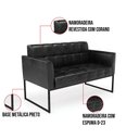 Ver imagem 6 de Kit 1 Sofá Namoradeira e 2 Poltronas Elisa Corano Preto Base Metálica Industrial Preto - D'Rossi