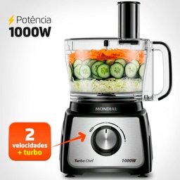 Multiprocessador de Alimentos Mondial Turbo Chef 9 em 1 MPN-01-BF com 2 Velocidades + Pulsar 1000 W - 3 Multiprocessador de Alimentos Mondial Turbo Chef 9 em 1 MPN-01-BF com 2 Velocidades + Pulsar 1000 W - 3