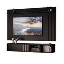 Ver imagem 5 de Conjunto Rack e Painel para TV 160cm e 180cm MDP Preto Móveis Carraro