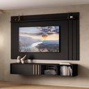 Ver imagem 1 de Conjunto Rack e Painel para TV 160cm e 180cm MDP Preto Móveis Carraro