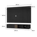 Ver imagem 2 de Conjunto Rack e Painel para TV 160cm e 180cm MDP Preto Móveis Carraro