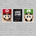 Ver imagem 1 de Kit 3 Quadros Vídeo Game Personagens 24x18cm:Madeira preta