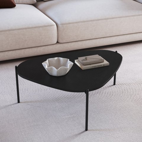 Mesa de Centro Orgânica 77cm Pé de Metal Móvel na Caixa