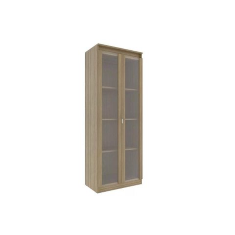 Cristaleira Sala Me-4189 c/2 Portas de Vidro e 3 Prateleiras Amêndoa/Branco Tecnomobili