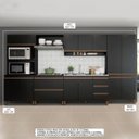 Ver imagem 2 de Cozinha Modulada com Balcão Pia 360x202cm 6 Peças MDP Preto Prime