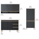 Ver imagem 3 de Cozinha Modulada com Balcão Pia 360x202cm 6 Peças MDP Preto Prime