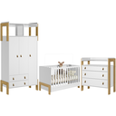 Ver imagem 5 de Kit Infantil Guarda Roupa 3 Portas 2 Gavetas com Comoda 3 Gavetas e Berço Mini Cama Magia Branco