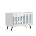 Ver imagem 2 de Quarto Bebê Infantil Q Encanto Berço Vira Cama e Comoda Sapateira 1 Portas 4 Gavetas Retrô Qmovi