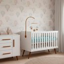 Ver imagem 1 de Quarto Bebê Infantil Q Encanto Berço Vira Cama e Comoda Sapateira 1 Portas 4 Gavetas Retrô Qmovi