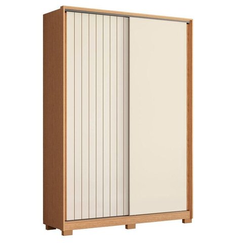 Guarda Roupa Solteiro Frizatto 02 Portas de Correr Freijo Off White Titanium - Móveis Albatroz