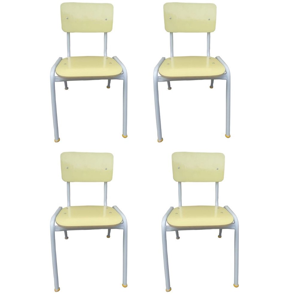 Kit 04 Cadeira Infantil Empilhável Amarela Escola Creche - 2