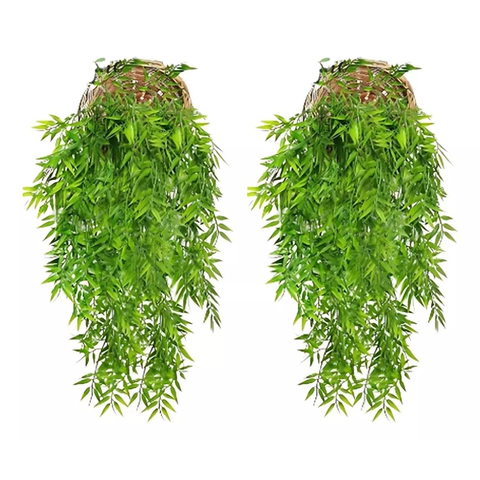 2 Pendentes de Samambaia Realista Toque Real Folhagem