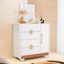 Ver imagem 2 de Cômoda para Quarto 93cm com Espelho Nara Flex Branco V02 - Mpozenato