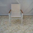 Ver imagem 1 de Cadeira Búzios - Alumínio Cinza Claro com Tela Sling Café com Leite com Aplicação em Madeira MÓVEIS 