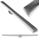 Ver imagem 2 de Ralo Linear 5x90 Seca Box Banheiro Inox Polido Bolinhas e Coletor Branco Saídas 40mm e Tela (5cm x 9