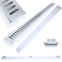 Ver imagem 1 de Ralo Linear 5x90 Inox Tradicional Coletor Raso 3cm Banheiro Branco