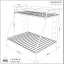 Ver imagem 2 de Beliche Casal + Solteiro + Cama Auxiliar em Ferro - Nice: Branco