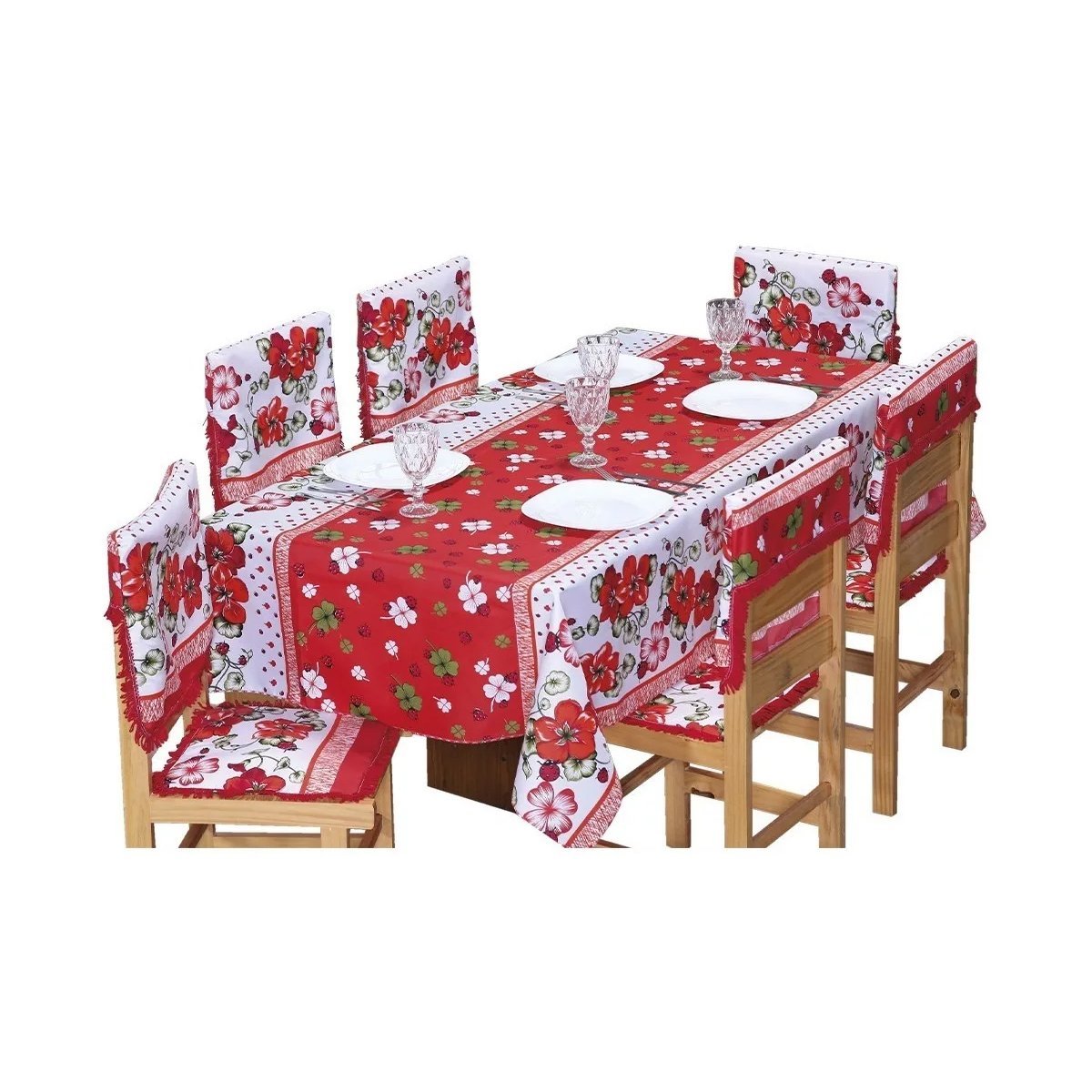 Toalha De Mesa 6 Lugares 2,00x1,40m Tecido Oxford Vermelho