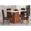 Ver imagem 1 de Conjunto: Mesa Sala Jantar Dulce Tampo Madeirado C/ Vidro Reto 180x90cm e 4 Cadeiras Zoe Freijo/off
