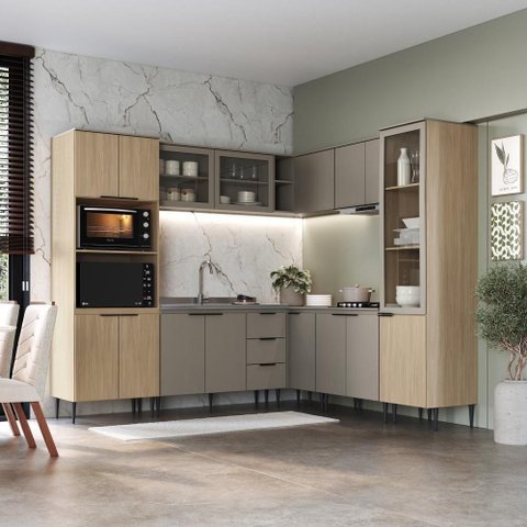 Cozinha Completa Lavinia 16 Portas 3 Gavetas MDP Imperial e Fumê J Carvalho