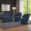 Ver imagem 2 de Sofá Namoradeira e 2 Poltronas Orgânica para Sala Malu Suede Azul Marinho M11 - D’Rossi