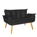 Ver imagem 2 de Kit 02 Namoradeira Sofá Opala Sala Escritório Recepção Quarto Suede Preto - Ninho Decor