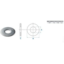 Kit 200 Arruela Lisa Zincada 1/4" - Mister - 2