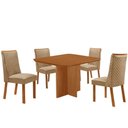 Ver imagem 2 de Mesa de Jantar Olimpia 4 Lugares Quadrada MDF Laminado 90cm Amadeirado Moderna 90cm