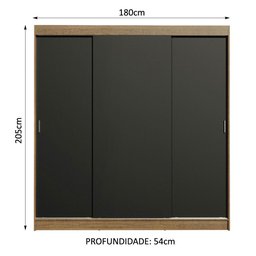 Guarda-roupa Casal Madesa Reno 3 Portas de Correr - 4