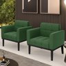 Poltrona Base Madeira Preto Kit 2 Ana Suede Verde - Ibiza - 2