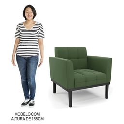 Poltrona Base Madeira Preto Kit 2 Ana Suede Verde - Ibiza - 5