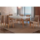Ver imagem 1 de Conjunto: Mesa Sala Jantar Havana Curvo 180cm + 6 Cadeiras Dafne Naturale/off White - Corano