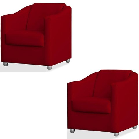 Kit 2 Poltronas Luiza Suede Vermelho