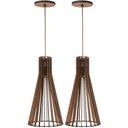 Ver imagem 2 de Kit 2 Pendentes Cone MDF Luminárias Decorativos Tiffany Dital Salas Escritórios Halls