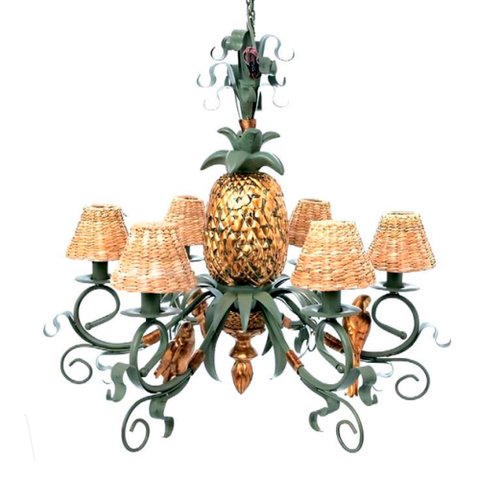 Lustre Pendente Clássico Copacabana em Metal e Folha de Ouro para Sala de Jantar e Ambientes Moderno