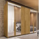 Ver imagem 1 de Guarda-Roupa Casal 6 Portas 100% MDF com Espelhos e Pés Volpi Marrom/Cumaru