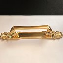 Ver imagem 4 de Puxador Duplo Mozart 280mm Dourado Escovado Porta Pivotante Correr Passagem Madeira Vidro Colonial C