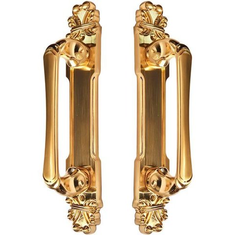Puxador Duplo Mozart 280mm Dourado Escovado Porta Pivotante Correr Passagem Madeira Vidro Colonial C