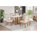 Ver imagem 1 de Conjunto: Mesa de Cozinha Natalí C/ Tampo Madeirado C/ Vidro Reto 160x90cm e 6 Cadeiras Vita Nature