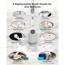 Ver imagem 6 de Maxtopfit Escova Elétrica 9 em 1 para Limpeza, Escova de Banheiro com 8 Cabeças (cinza)