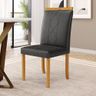 Cadeira Ana Madeira Maciça Estofada para Mesa de Jantar Courino Preto 503 - 4